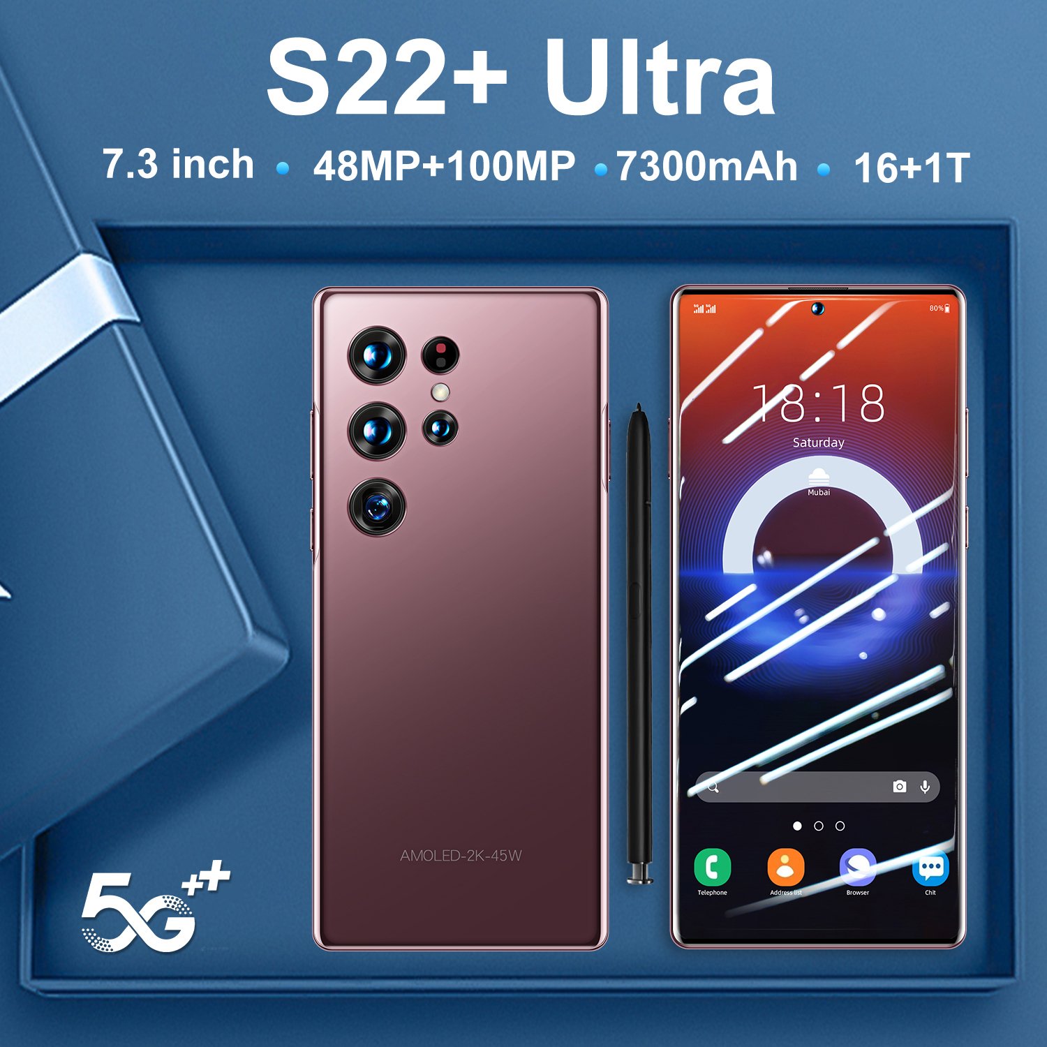S22 Ultra Smartphone Original 7.3 inch 16GB 1TB Cell Phone Unlocked Mobile Phones Celulares Smartphones Global Version 5G Phone